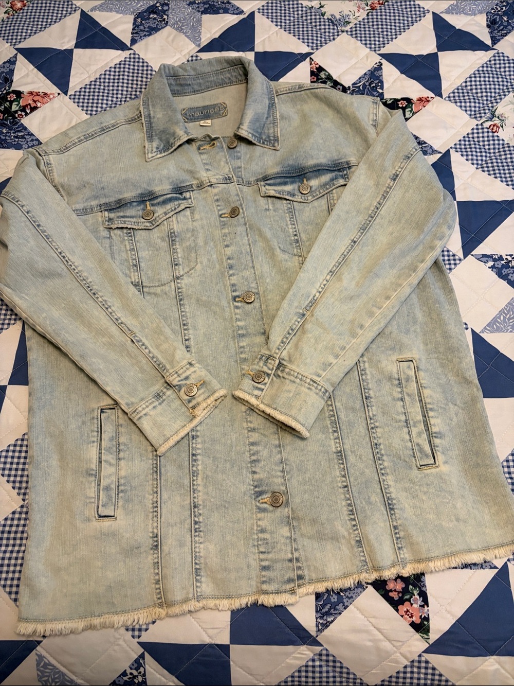 Maurices Light Blue Long Denim Jacket